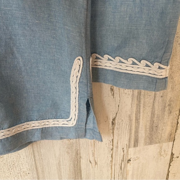 Point Sur J. Crew Blue White Linen Cotton Blend Blouse Size XS - Picture 7 of 12